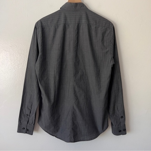 Theory Striped Button Down Long Sleeve Cotton Shirt - Picture 2 of 5